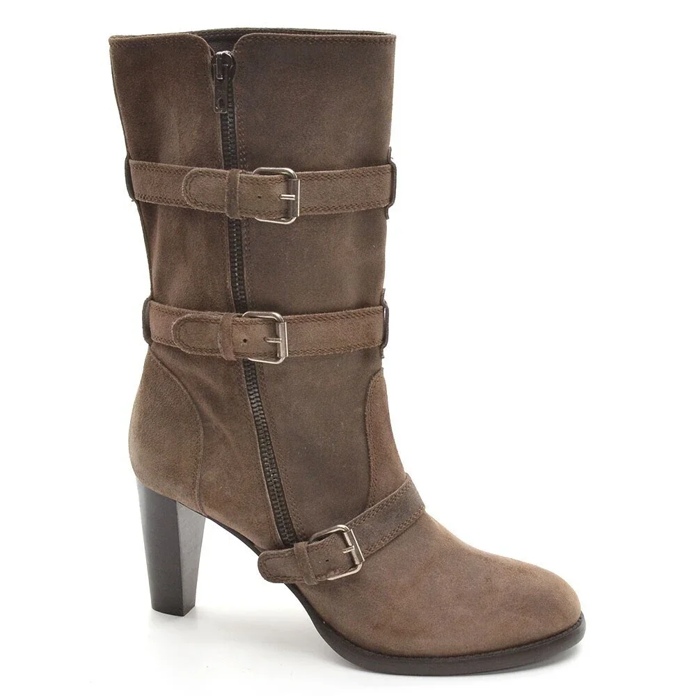 J. Crew Miller Brown Leather Buckle Boots 9.5 M New